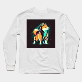 Shiba Inu Cute 80s Synthwave Retro Design Long Sleeve T-Shirt